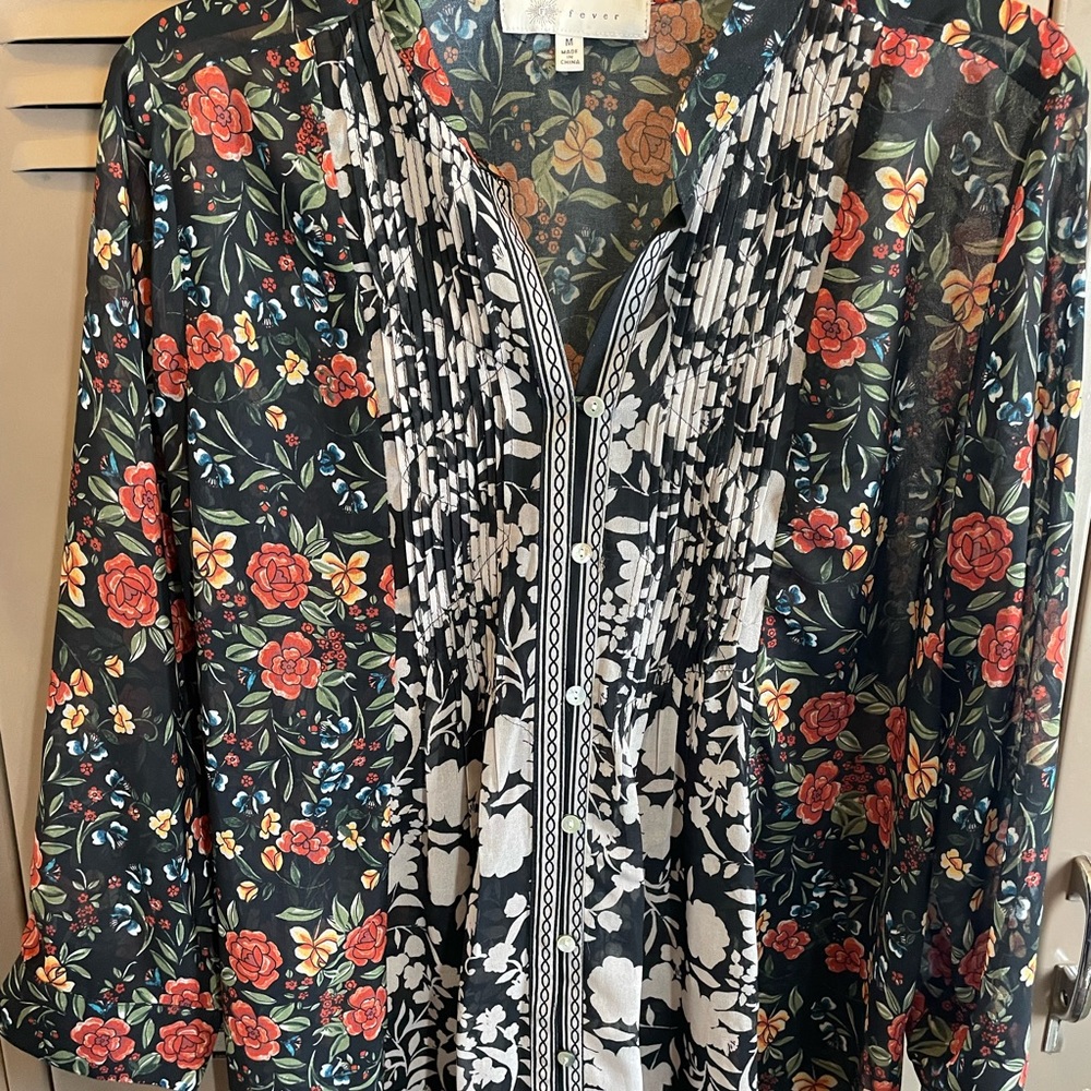 Fever Boho Floral Sheer Top-Medium